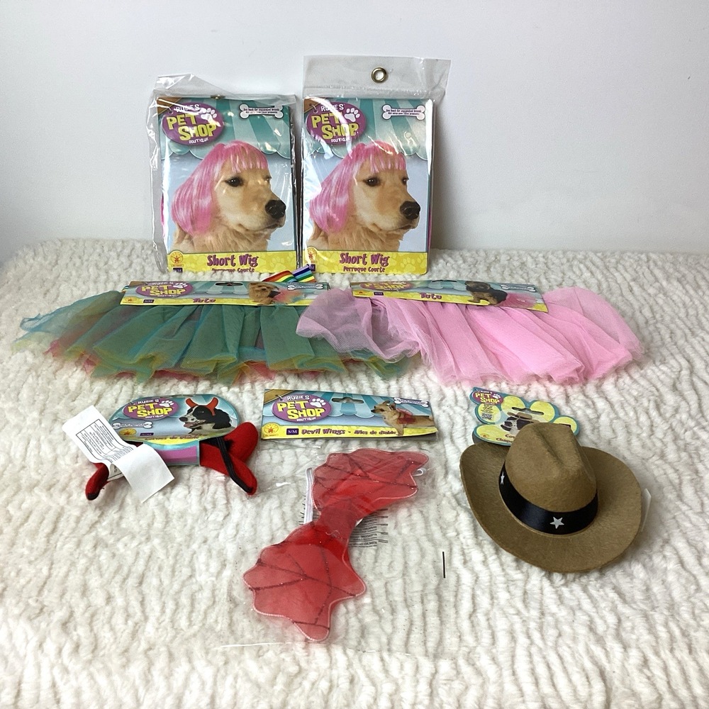 Pet Costume Lot by Rubie's, Small/Medium Tutus Hat Devil Wig Dog Dress Up Hallow